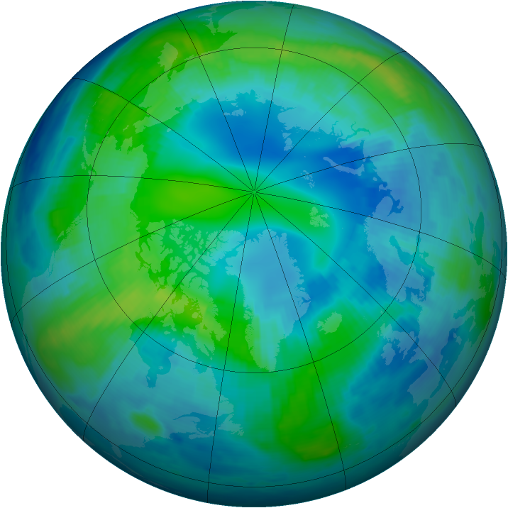 Arctic ozone map for 21 October 1996
